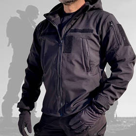 Тактична Куртка Soft Shell (М-3XL) Непромокальна Демісезонна Чорна