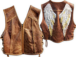 Жилет жіночий Skin72ner Wings шкіряний коричневий, S/M