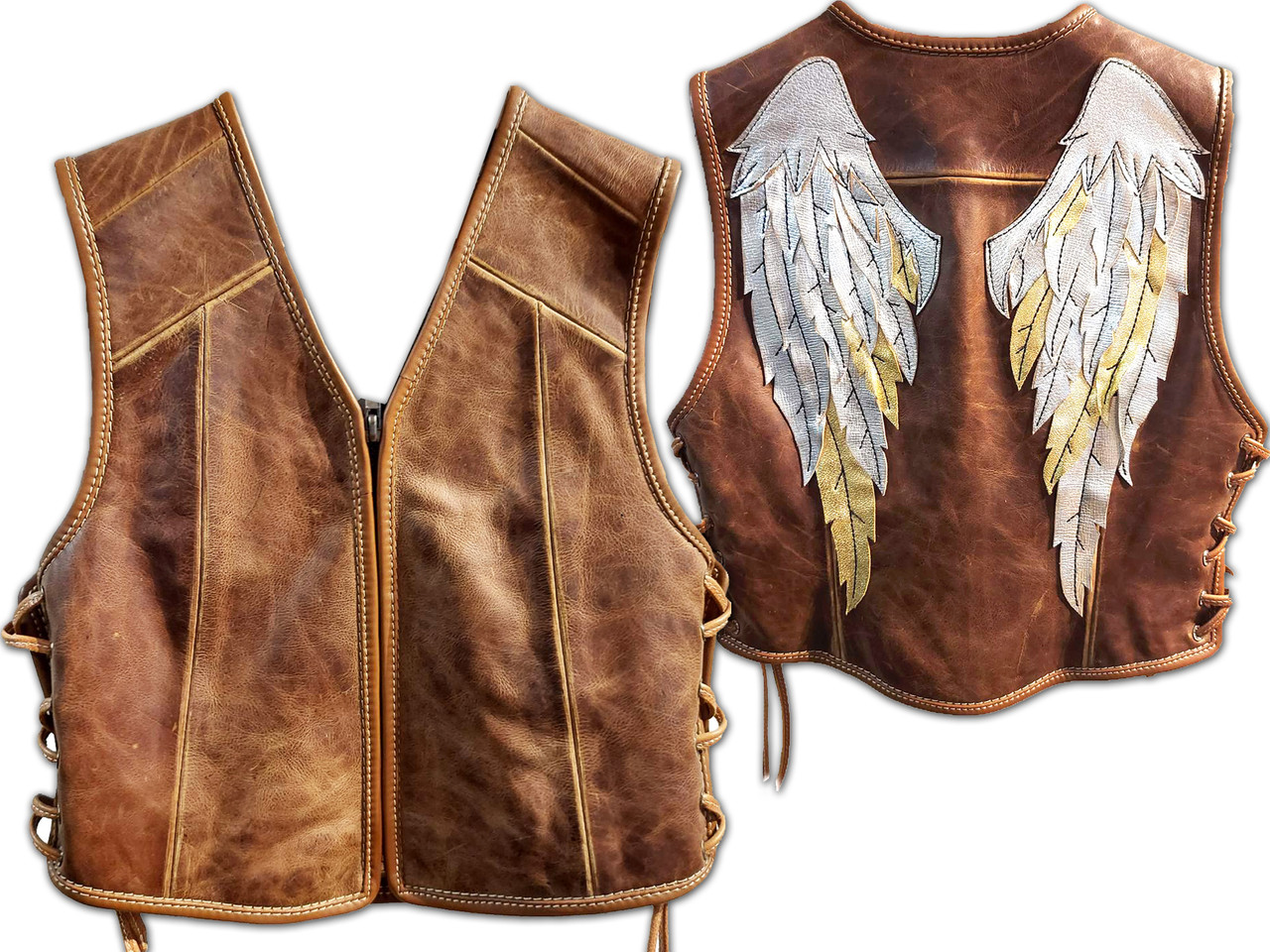 Жилет жіночий Skin72ner Wings шкіряний коричневий, S/M, фото 1