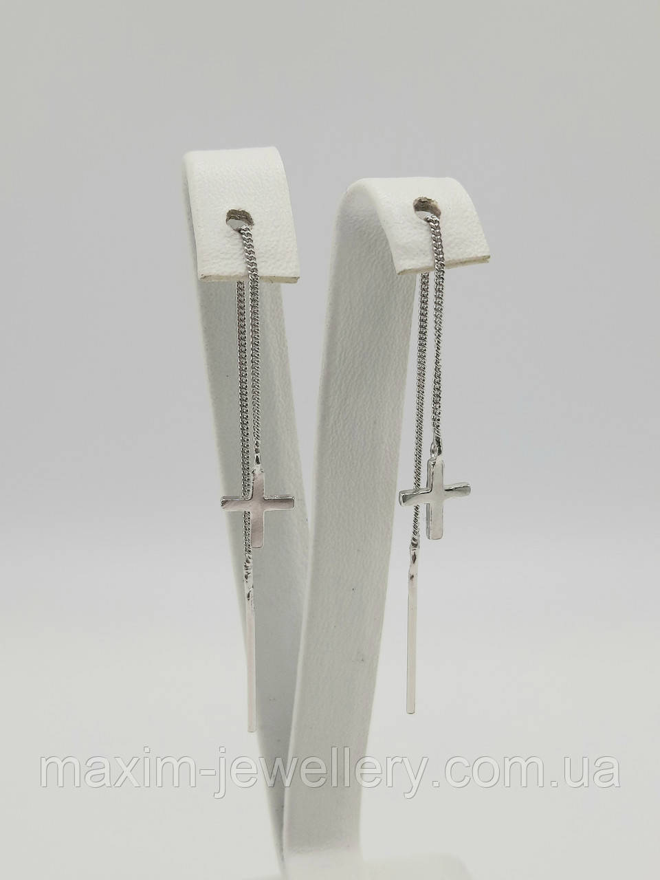 Сережки-протяжки "Хрестики" зі срібла, фото 1