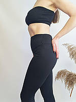 Жіночі теплі термо лосіни дайвінг на флісі чорні