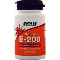 Витамин Е 200 (Vitamin E) Now Foods (d-альфа токоферол) 100 капс.
