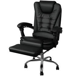 Офісне крісло з підставкою для ніг, екошкіра з масажером