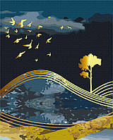 Картина за номерами Brushme 40x50см "Птахи ночі з золотою фарбою" BS53042