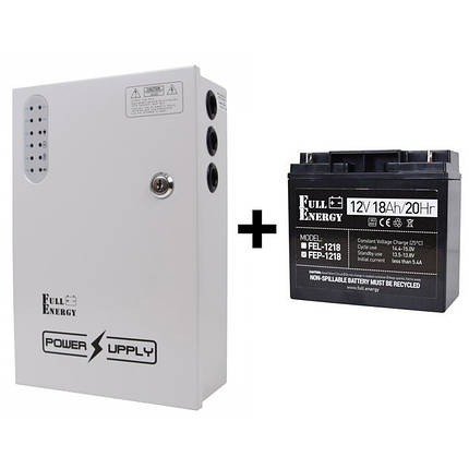 Комплект Full Energy блок живлення BBG-1210/8 + акумулятор 12 V 18 Ah (FEP-1218) BBG-1210/8+FEP-1218, фото 1