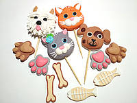 "Котики и собачки" набор из сахарной мастики для украшения тортов и кондитерских изделий