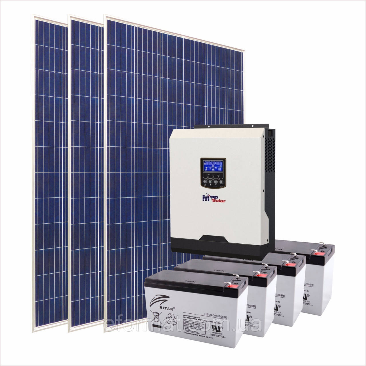 Автономна сонячна електростанція 1 кВт, місткість АКБ 2,4 кВт·год, фото 1