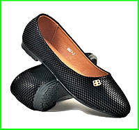 Жіночі Балетки Чорні Мокасини Туфлі (розміри: 36,37,38,39,40,41) — 01-2
