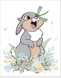 Панелька із сатину для дитячого пледа "Зайчик Топотун із бабкою та метелики" 80*100 см