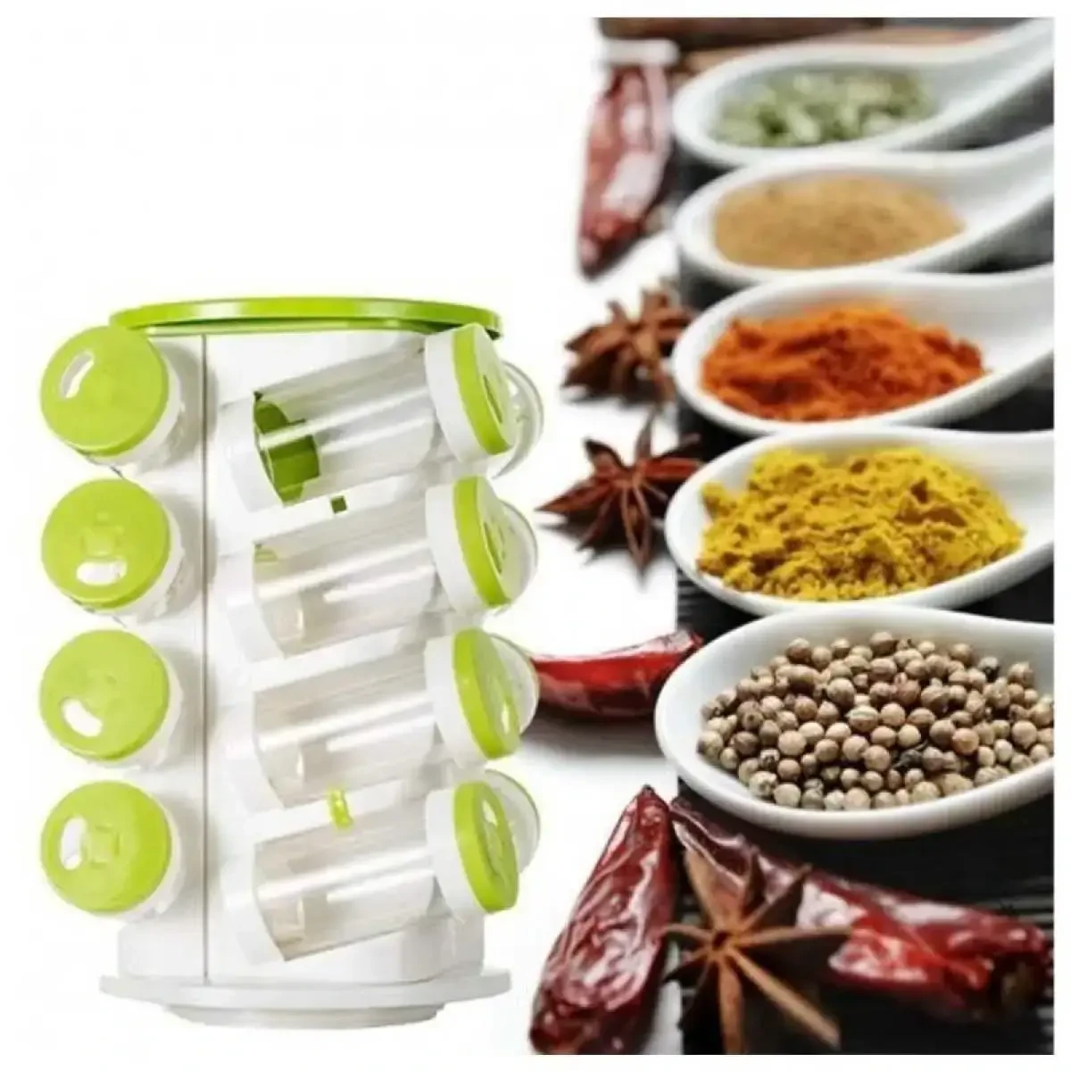 Підставка карусель для спецій Trueware Spice Rack пластикова,16 ємностей