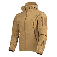 Мужская демисезонная Куртка с капюшоном Softshell Shark Skin 01 на флисе до -10°C койот размер XL