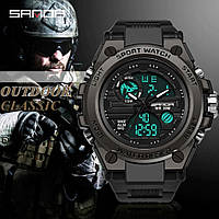 (ОРИГИНАЛ) Мужские спортивные часы SANDA , часы для военных, тактические мужские часы SANDA черно-зеленые