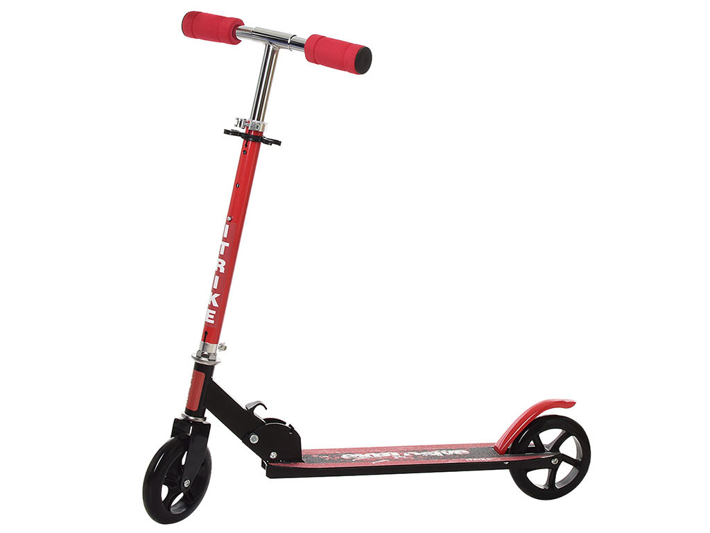 Самокат SR 2-005-RB алюм.+сталь, 2 колеса ПУ 145мм., кермо, підніжка 48-10см, склад., червоний, кор., фото 1
