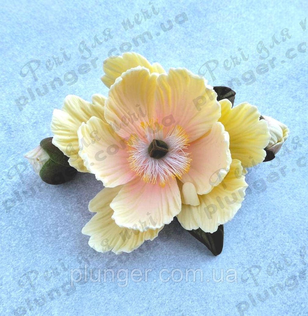 Цукрова прикраса для кондитерських виробів Піон з бутонами Ванільний, фото 1