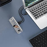 USB hub Acasis USB-7U на 6 портів USB 3.0 з кардридером (Сріблястий), фото 4