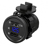 Гніздо USB подвійне врізне 5V 2,1 А з вольтметром, фото 3