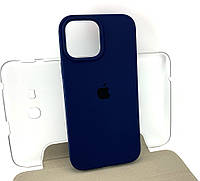 Чехол на iPhone 13 Pro Max накладка бампер Silicone Case Full силиконовый original темно-синий