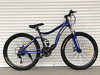 Велосипед горный двухподвесный 26 дюймов Toprider 910 дисковые тормоза (c амортизатором)/собран на 80% Синий