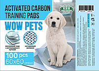 Пелюшки для дорослих собак і цуценят гігієнічні одноразові WOW Pets CARBON 60x60 см з вугіллям 100шт., фото 2