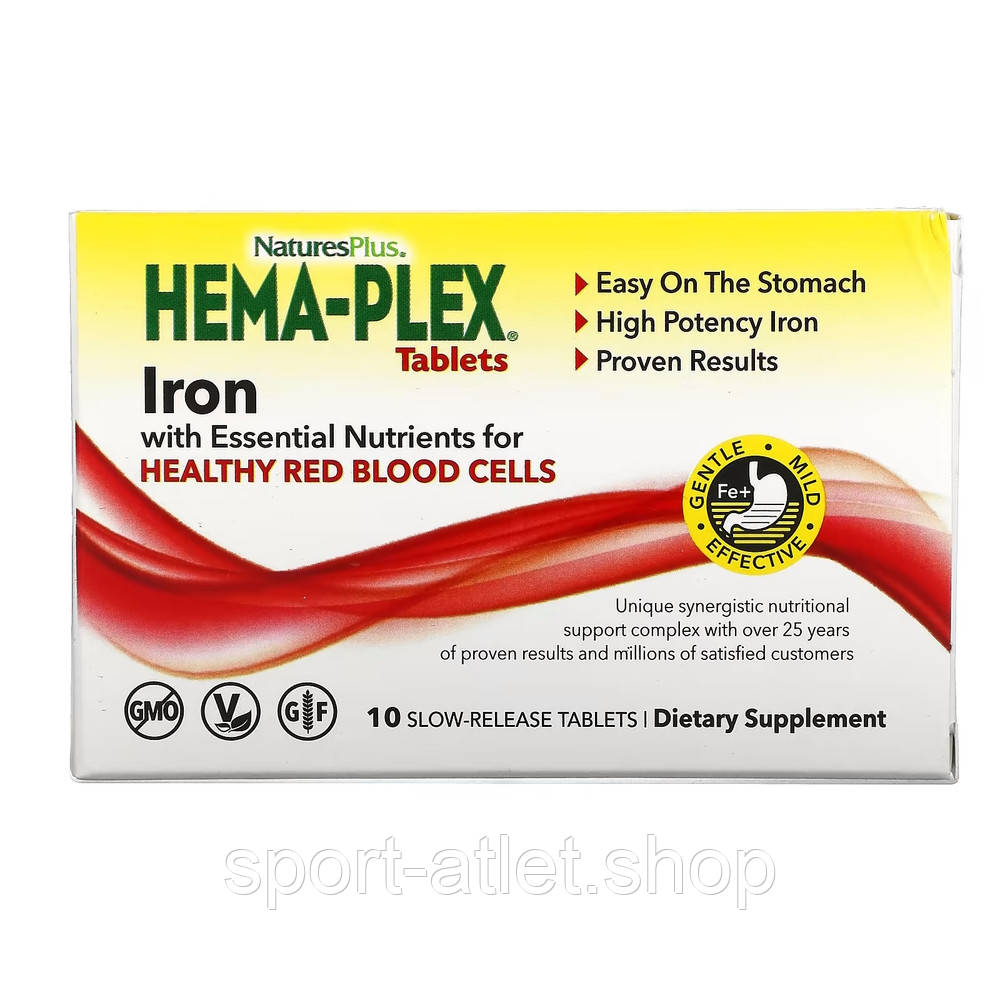Вітаміни та мінерали Natures Plus Hema-Plex, 10 таблеток, фото 1