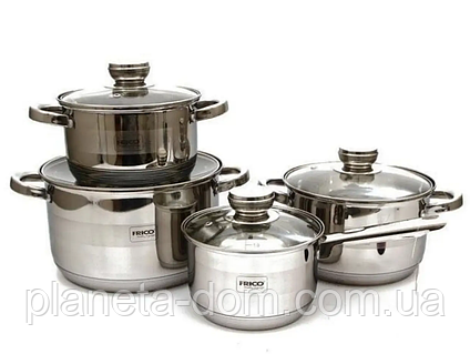 Набір каструль EB-3707 Edenberg 8 предметів каструлі ківш з нержавіючої сталі