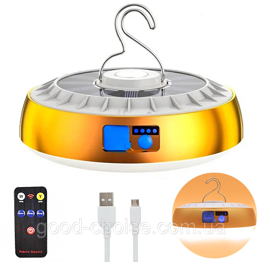 Підвісна лампа на сонячній батареї з PowerBank, 202 / Світильник-ліхтар з магнітом та пультом, фото 1