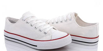 Кеди унісекс низькі з білими котоновими шнурками класика текстиль білі