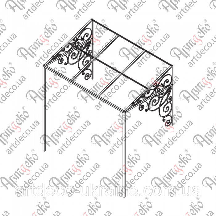 Кований навіс, козирок, піддашок КОМПЛЕКТ ЕЛЕМЕНТІВ 2500х2300х1400, фото 1