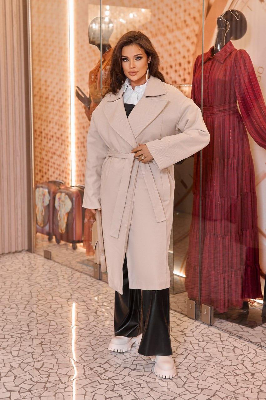 Тепле осіннє пальто жіноче турецький кашемір норма і батал