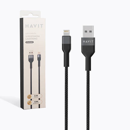 Кабель з'єднувальний зарядний HAVIT HV-CB622C USB to Lightning USB 1 м HV-CB622C, фото 2