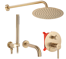 Душовий гарнітур REA LUNGO BRUSHED GOLD + BOX з виливом