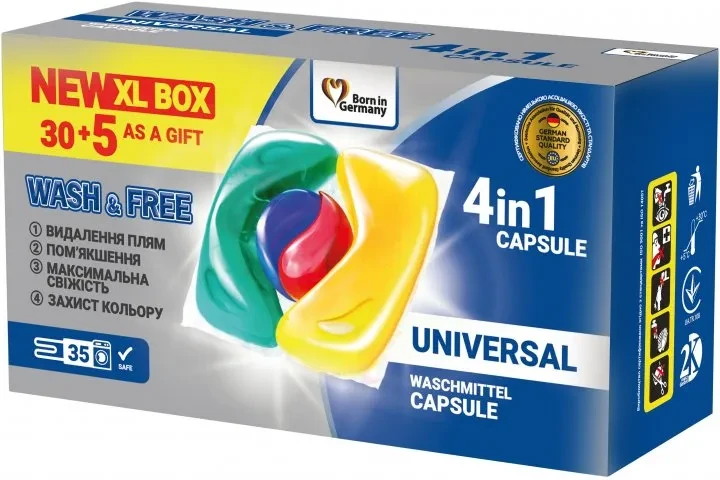 Капсули для прання Wash&Free 30+5 шт