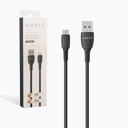 Кабель з'єднувальний зарядний HAVIT HV-CB618C USB to Micro USB 1 м HV-CB618C, фото 2