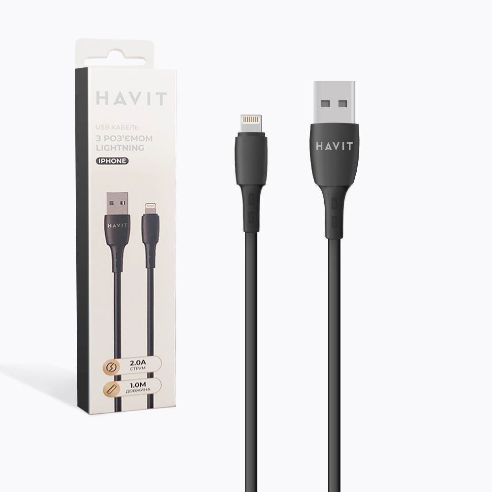 Кабель з'єднувальний зарядний HAVIT HV-CB619C USB to Lightning 1 м HV-CB619C