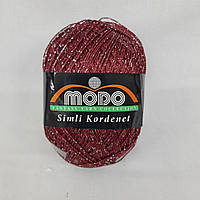 Пряжа з люрексом Modo Simli Kordenet (1098 Вишня) для сумок, виробів, купальників, вечірніх, літніх вбрань