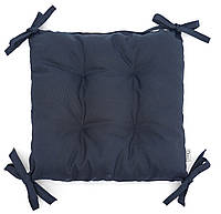 Подушка на стул кресло, табурет, садовое кресло 40х40x8 синяя с завязками
