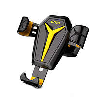 Автомобильный держатель для смартфона Hoco CA22 Зажим на дефлектор Чёрный с жёлтым