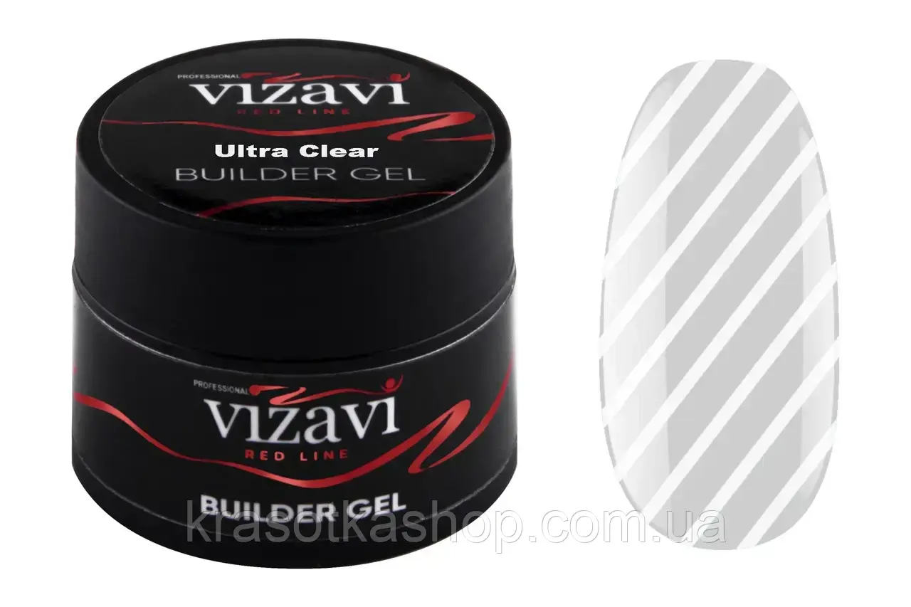 Гель для нарощування Vizavi Red Line 15мл Ultra Clear прозорий, фото 1