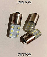 Лампа светодиодная WHITE P21W BA15S 12V-12SMD-2835-1 контакт в силиконе