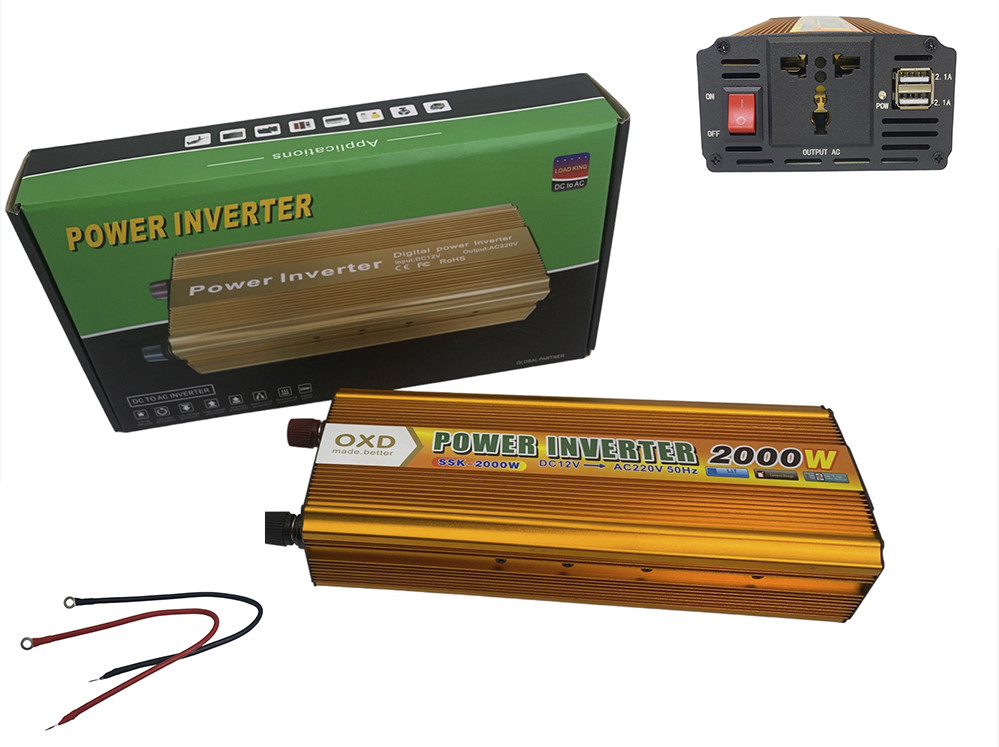 Інвертор перетворювач напруги від акумулятора Power Inverter 2000 W автомобільний 12V-220V, фото 1