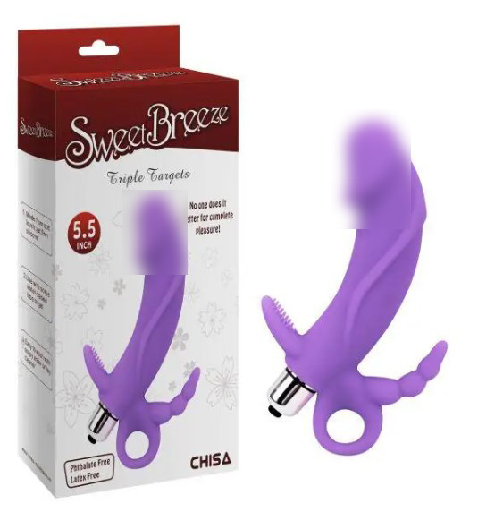 Фіолетовий вібратор з анальним і кліторальним стимулятором Triple Targets | Puls69, фото 1