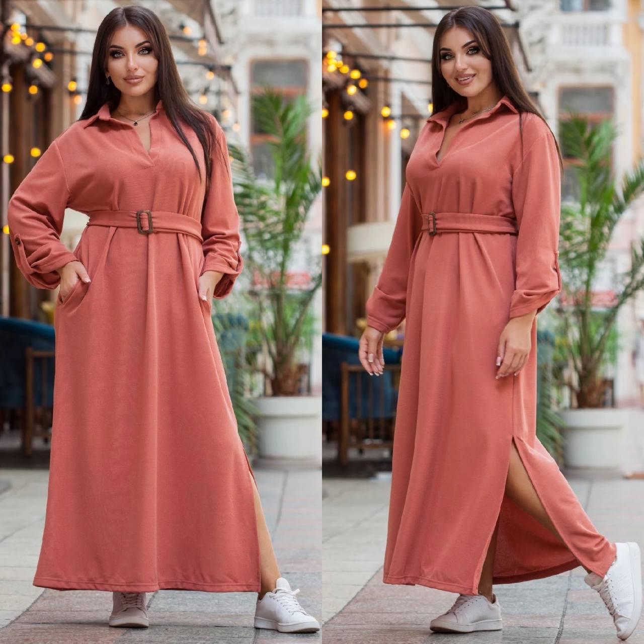 Жіноче плаття в підлогу з поясом, фото 1