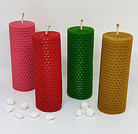 Разноцветные свечи из вощины, высота 13 см.