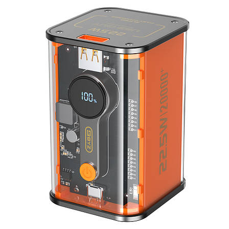 УМБ Power Bank (зовнішній акумулятор) BYZ W90 20000 мАг 22.5 Вт Помаранчевий (BYZ-W90-O), фото 1