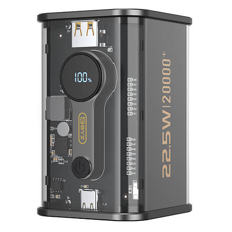 УМБ Power Bank (зовнішній акумулятор) BYZ W90 20000 мАг 22.5 Вт Чорний (BYZ-W90-B), фото 1