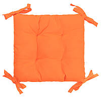 Подушка на стул кресло, табурет, садовое кресло 40x40x8 оранжевая с завязками