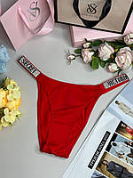 Трусики женские Victoria s Secret Brazilian SHINE VERY SEXY Стразы Виктория Сикрет Бразилиан Красный, М, Полиамид+эластан