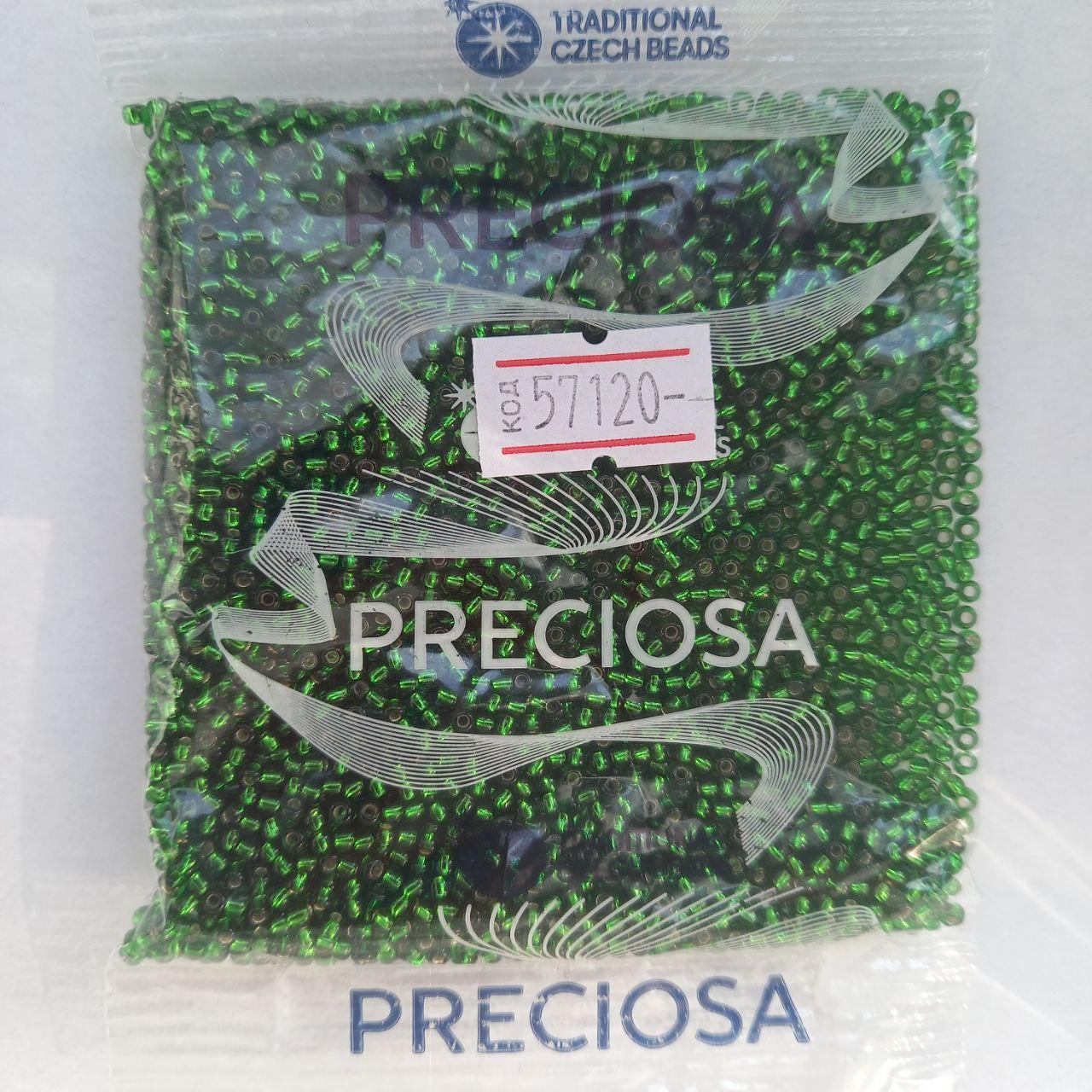 Бісер чеський Preciosa блискучий зелений 50г 10/0 57120
