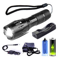 Ручний акумуляторний ліхтар X-Balog BL-1831-T6, 1x18650, зарядка 220V та 12V, з фокусуванням, з ремінцем