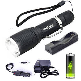 Ліхтар ручний X-Balog BL-1860-T6 універсальний із зарядкою 220В,12В, з фокусуванням, з кліпсою